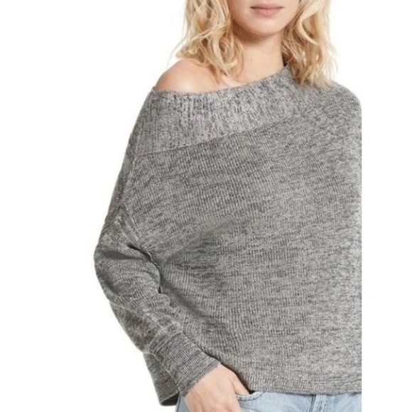 Free People Alana Off The Shoulder Knit Sweater Gray Casual Relaxed Womens M - Picture 9 of 11